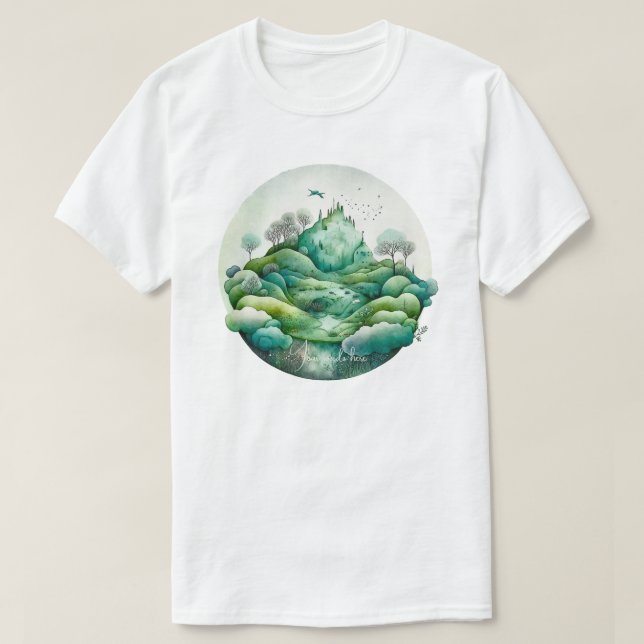 Erstellen Sie Ihre eigene hügelige Grünlandschaft T-Shirt (Design vorne)