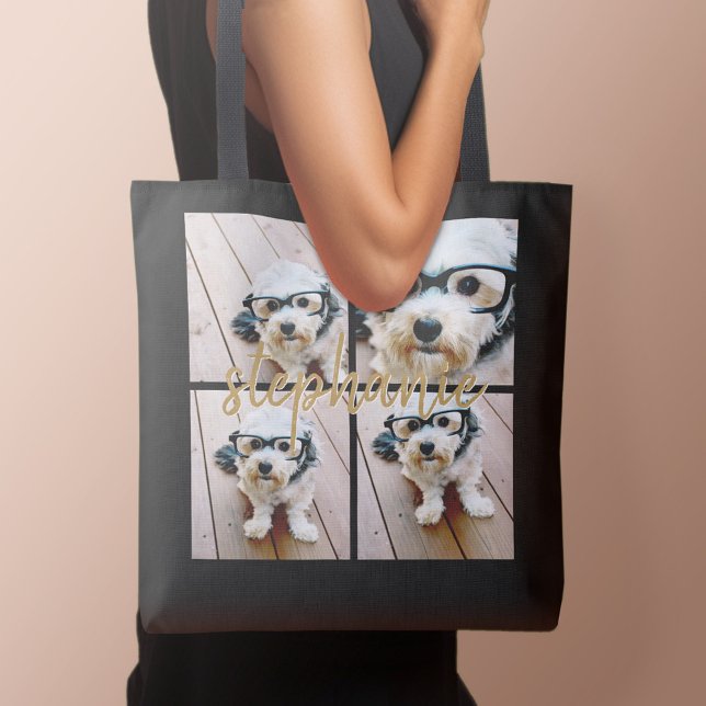 Erstellen Sie Ihre eigene Instagramm 4-FotoCollage (Personalized tote bag with photo and text)