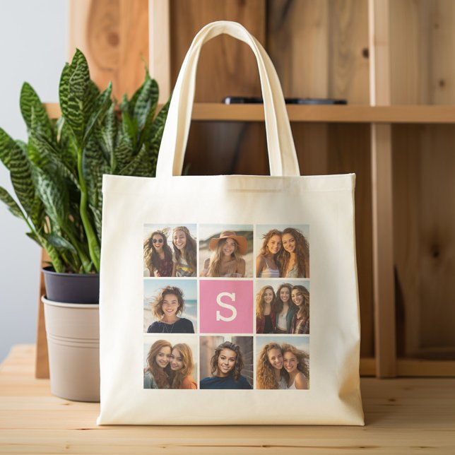 Erstellen Sie Ihre eigene Instagramm-Collage benut Tragetasche (Personalized tote bag with photos and monogram)