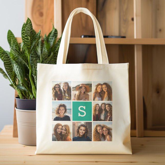 Erstellen Sie Ihre eigene Instagramm-Collage benut Tragetasche (Personalized tote bag - photo collage and monogram)