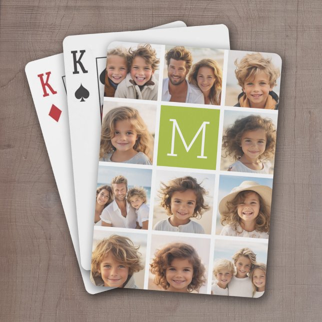 Erstellen Sie Ihre eigene Instagramm-FotoCollage L Spielkarten (Personalized Playing Cards with 11 Photos and a bright monogram in the center)
