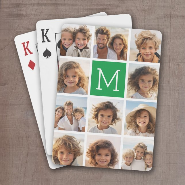 Erstellen Sie Ihre eigene Instagramm-FotoCollage L Spielkarten (Personalized Playing Cards with 11 Photos and a bright monogram in the center)