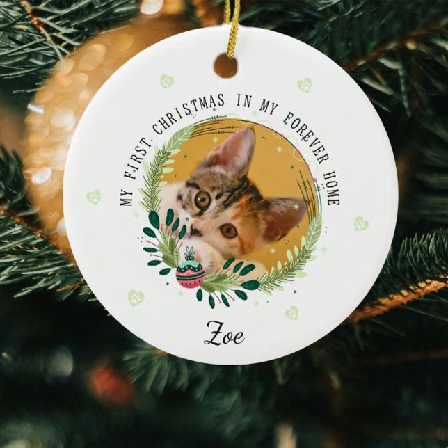 Erstellen Sie Ihre eigene Katze Erste Weihnachten Keramik Ornament (Von Creator hochgeladen)
