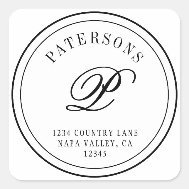 Erstellen Sie Ihre eigene klassische Monogramm-Rüc Quadratischer Aufkleber (Vorderseite)