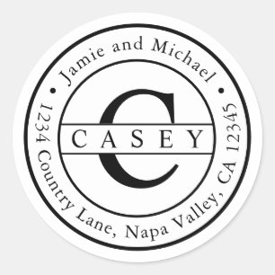 Erstellen Sie Ihre eigene klassische Monogramm-Rüc Runder Aufkleber