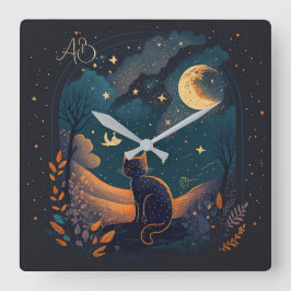 Erstellen Sie Ihre eigene Landschaftliche mystisch Quadratische Wanduhr