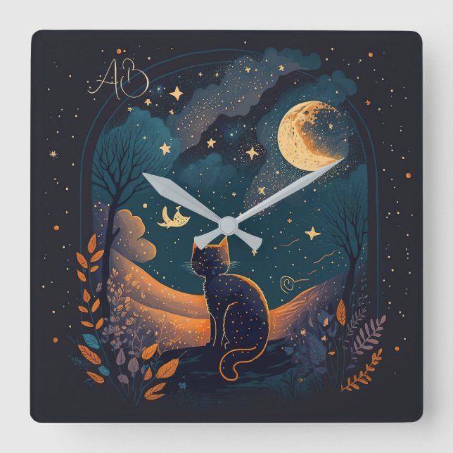 Erstellen Sie Ihre eigene Landschaftliche mystisch Quadratische Wanduhr (Vorderseite)