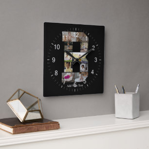 Erstellen Sie Ihre eigene Letter-B-FotoCollage Quadratische Wanduhr