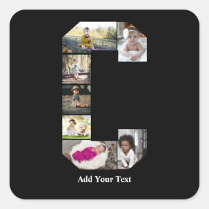 Erstellen Sie Ihre eigene Letter-C-FotoCollage Quadratischer Aufkleber