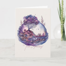 Erstellen Sie Ihre eigene Lila Fantasielandschaft Feiertagskarte