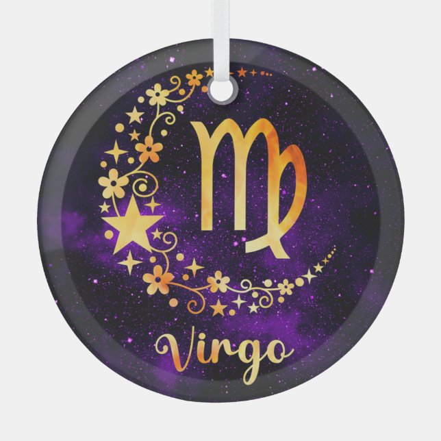 Erstellen Sie Ihre eigene Lila Himmelsvirgo Zodiac Ornament Aus Glas (Vorderseite)