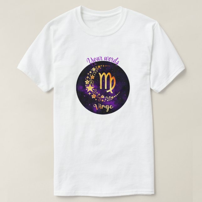 Erstellen Sie Ihre eigene Lila Himmelsvirgo Zodiac T-Shirt (Design vorne)