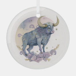 Erstellen Sie Ihre eigene Lila Wasserfarbe Taurus  Ornament Aus Glas