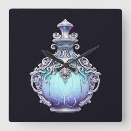 Erstellen Sie Ihre eigene magische Silbertränke Fl Quadratische Wanduhr