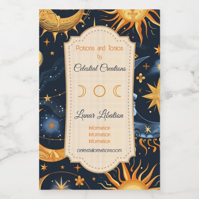 Erstellen Sie Ihre eigene Midnight Blue & Gold Cel Weinetikett (Einzelnes Label)