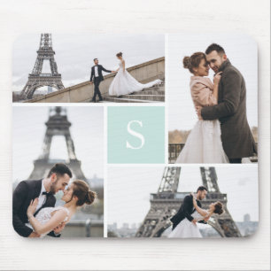 Erstellen Sie Ihre eigene Mit Monogramm 4-Foto Col Mousepad