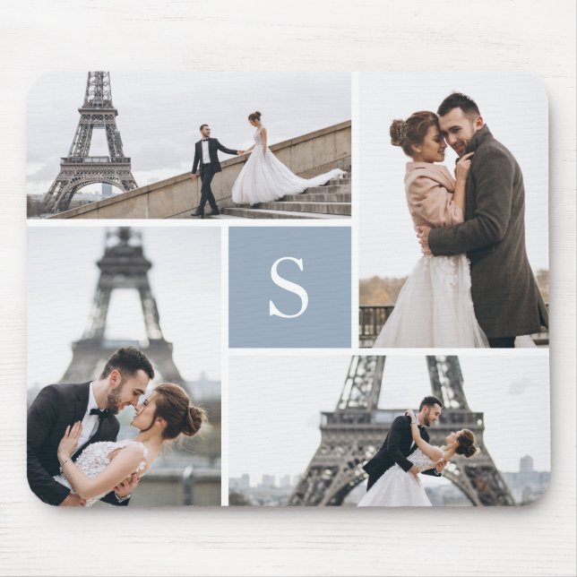 Erstellen Sie Ihre eigene Mit Monogramm 4-Foto-Gal Mousepad (Vorne)