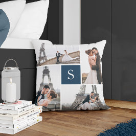 Erstellen Sie Ihre eigene Mit Monogramm 5-Foto Col Kissen