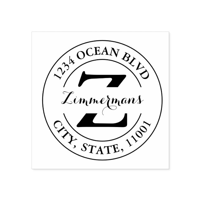 Erstellen Sie Ihre eigene moderne Monogram Round-K Gummistempel (Prägung)