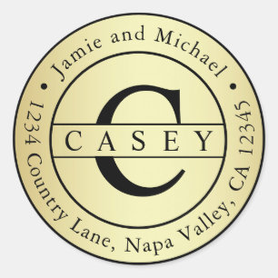 Erstellen Sie Ihre eigene Monogram-Rücksendeadress Runder Aufkleber