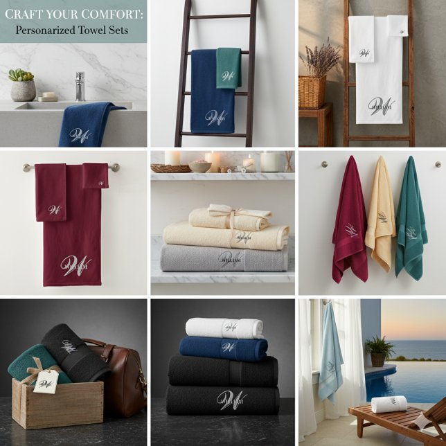 Erstellen Sie Ihre eigene Monogramm-Farbenanpassun Badhandtuch Set (Von Creator hochgeladen)