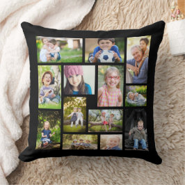 Erstellen Sie Ihre eigene Multi-FotoCollage Schwar Kissen
