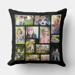 Erstellen Sie Ihre eigene Multi-FotoCollage Schwar Kissen