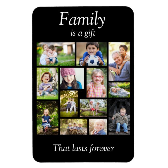 Erstellen Sie Ihre eigene Multi-FotoCollage Schwar Magnet (Vertikal)