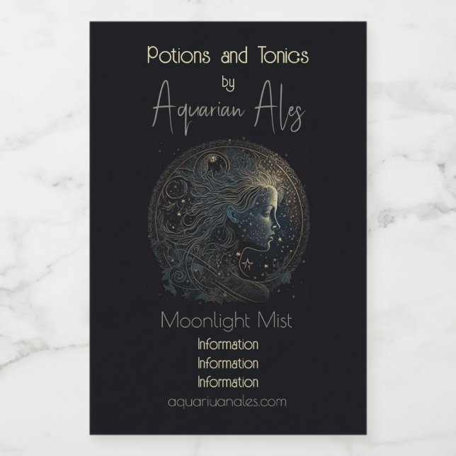 Erstellen Sie Ihre eigene mystische Astrologie Aqu Weinetikett (Einzelnes Label)