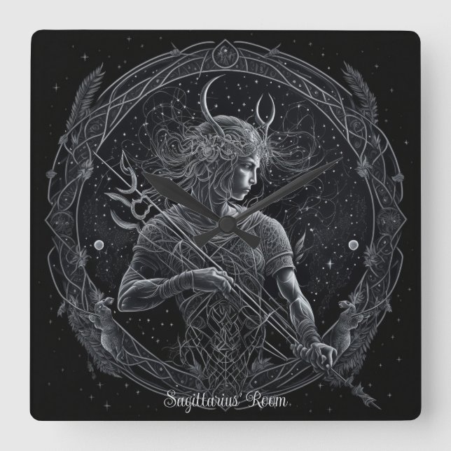 Erstellen Sie Ihre eigene mystische Astrologie Sch Quadratische Wanduhr (Vorderseite)