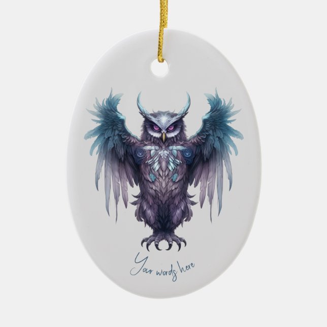 Erstellen Sie Ihre eigene mystische Lila Eule Keramik Ornament (Vorne)