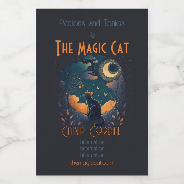 Erstellen Sie Ihre eigene mystische schwarze Katze Weinetikett (Einzelnes Label)