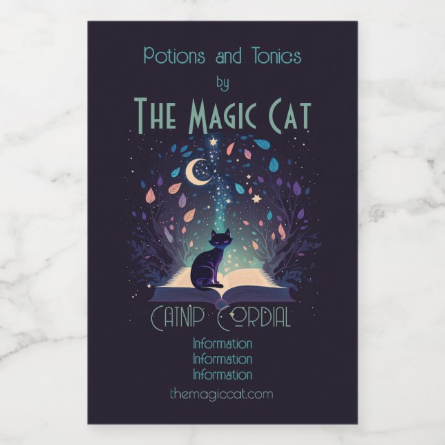 Erstellen Sie Ihre eigene mystische Schwarze Katze Weinetikett (Einzelnes Label)