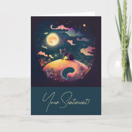 Erstellen Sie Ihre eigene mystische Schwarzkatzenl Feiertagskarte