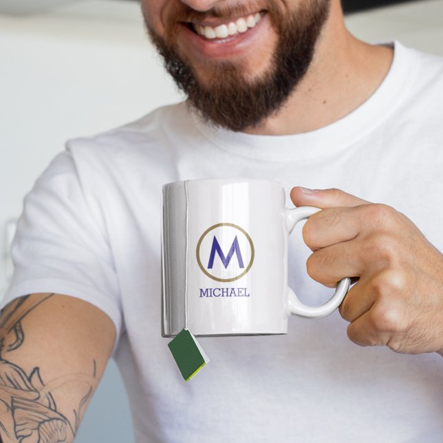 Erstellen Sie Ihre eigene Name Monogram Blue Kaffeetasse (Von Creator hochgeladen)
