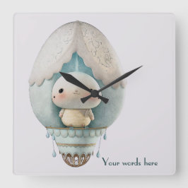 Erstellen Sie Ihre eigene Niedliche Heißluftballon Quadratische Wanduhr