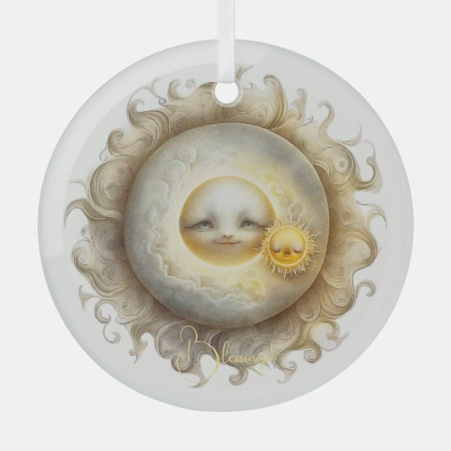 Erstellen Sie Ihre eigene Niedliche Sonne & Mond Ornament Aus Glas (Vorderseite)