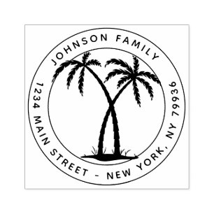 Erstellen Sie Ihre eigene Palm Moderne Rundrunde R Gummistempel