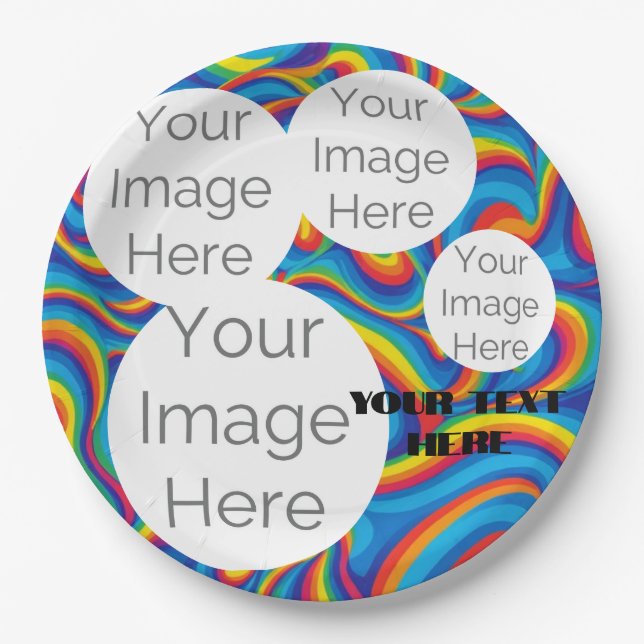 Erstellen Sie Ihre eigene Papiervorlage Regenbogen Pappteller (Vorderseite)