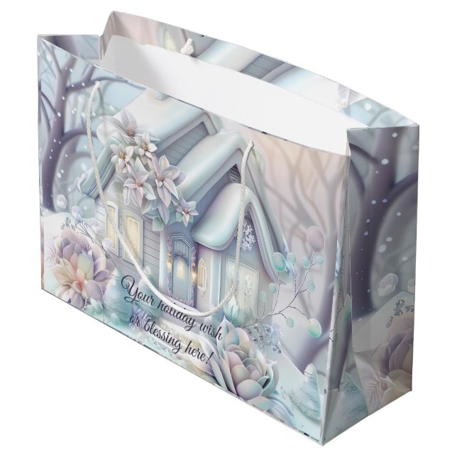 Erstellen Sie Ihre eigene, pastellfarbene Weihnach Große Geschenktüte (Rückseite Schrägansicht)