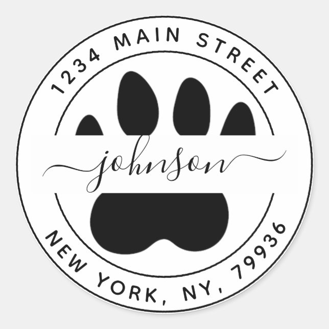 Erstellen Sie Ihre eigene Paw Modern Round Rücksen Runder Aufkleber (Vorderseite)