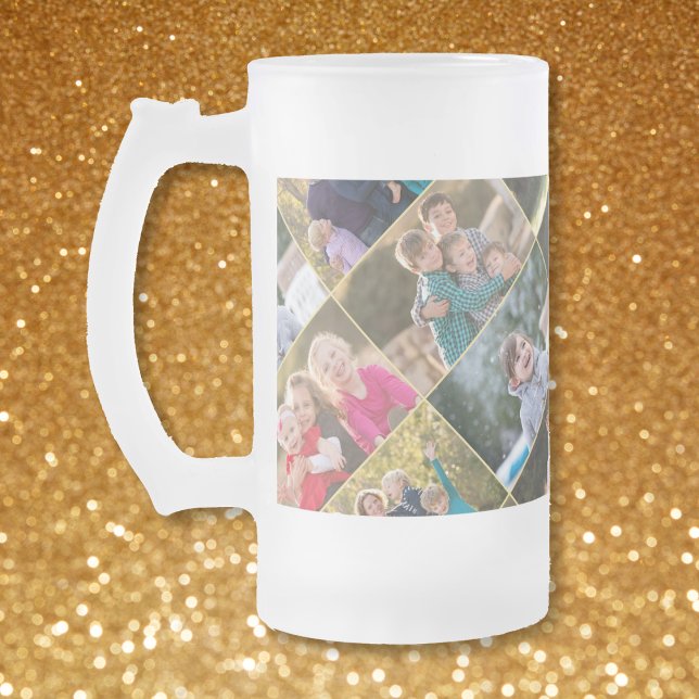 Erstellen Sie Ihre eigene Personalisierte 6-FotoCo Mattglas Bierglas (Create Your Own Personalized 6 Photo Collage Frosted Glass Beer Mug)