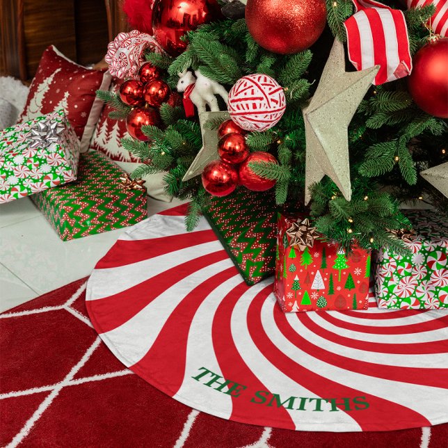 Erstellen Sie Ihre eigene Personalisierte Weihnach Fleece Weihnachtsbaumdecke (Create Your Own Personalized Christmas Candy Fleece Tree Skirt)