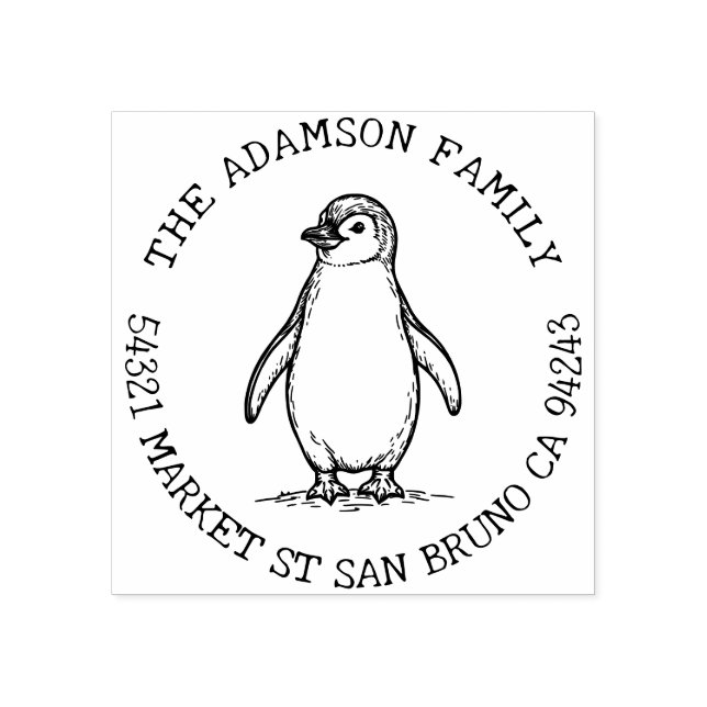 Erstellen Sie Ihre eigene Pinguinfamilie Rücksende Gummistempel (Prägung)