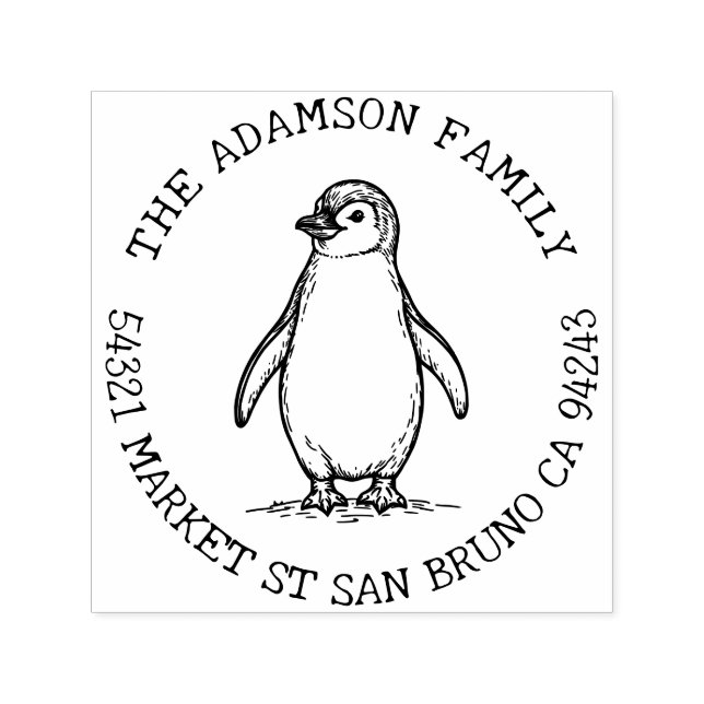 Erstellen Sie Ihre eigene Pinguinfamilie Rücksende Permastempel (Design)