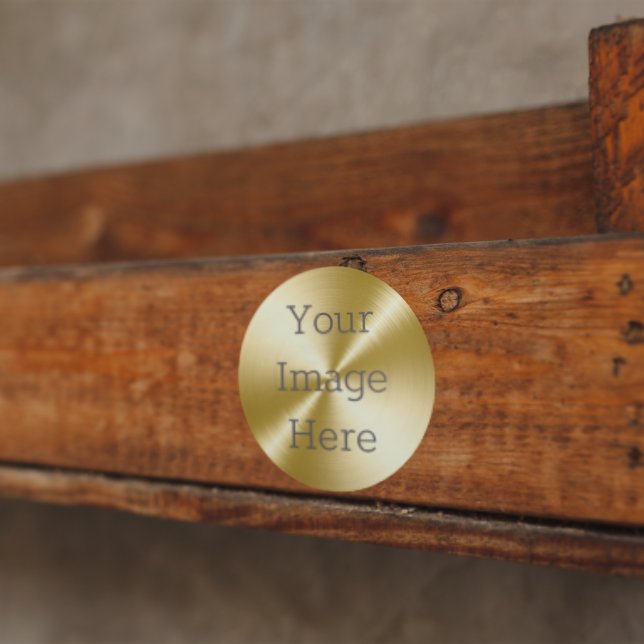 Erstellen Sie Ihre eigene Radial Brushed 14K Gold  Runder Aufkleber (Von Creator hochgeladen)