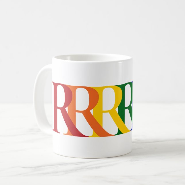 Erstellen Sie Ihre eigene Regenbogenmonogramm Kaffeetasse (Vorderseite Links)