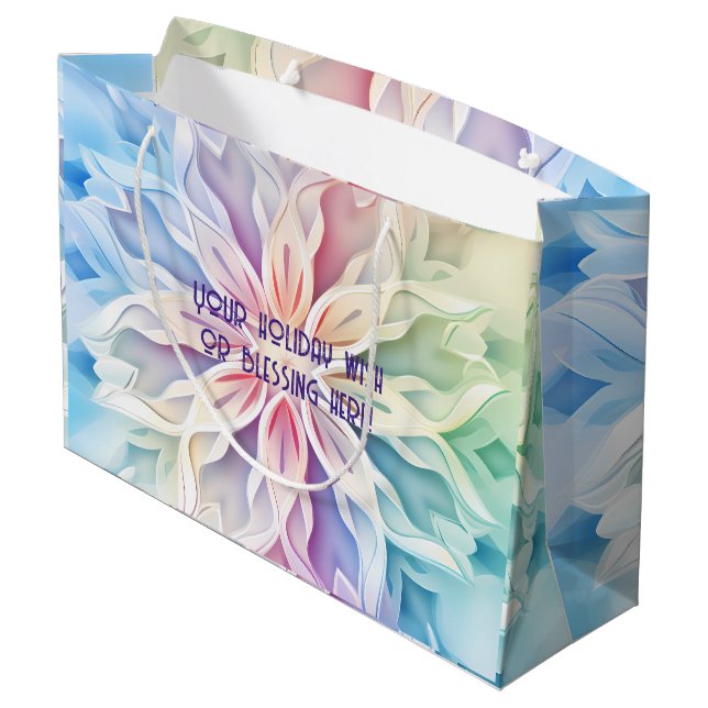 Erstellen Sie Ihre eigene Regenbogenweihnachtskuge Große Geschenktüte (Rückseite Schrägansicht)