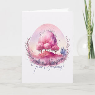 Erstellen Sie Ihre eigene rosa Baumlandschaft Feiertagskarte