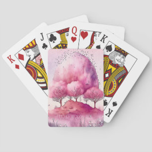 Erstellen Sie Ihre eigene rosa Baumlandschaft Spielkarten